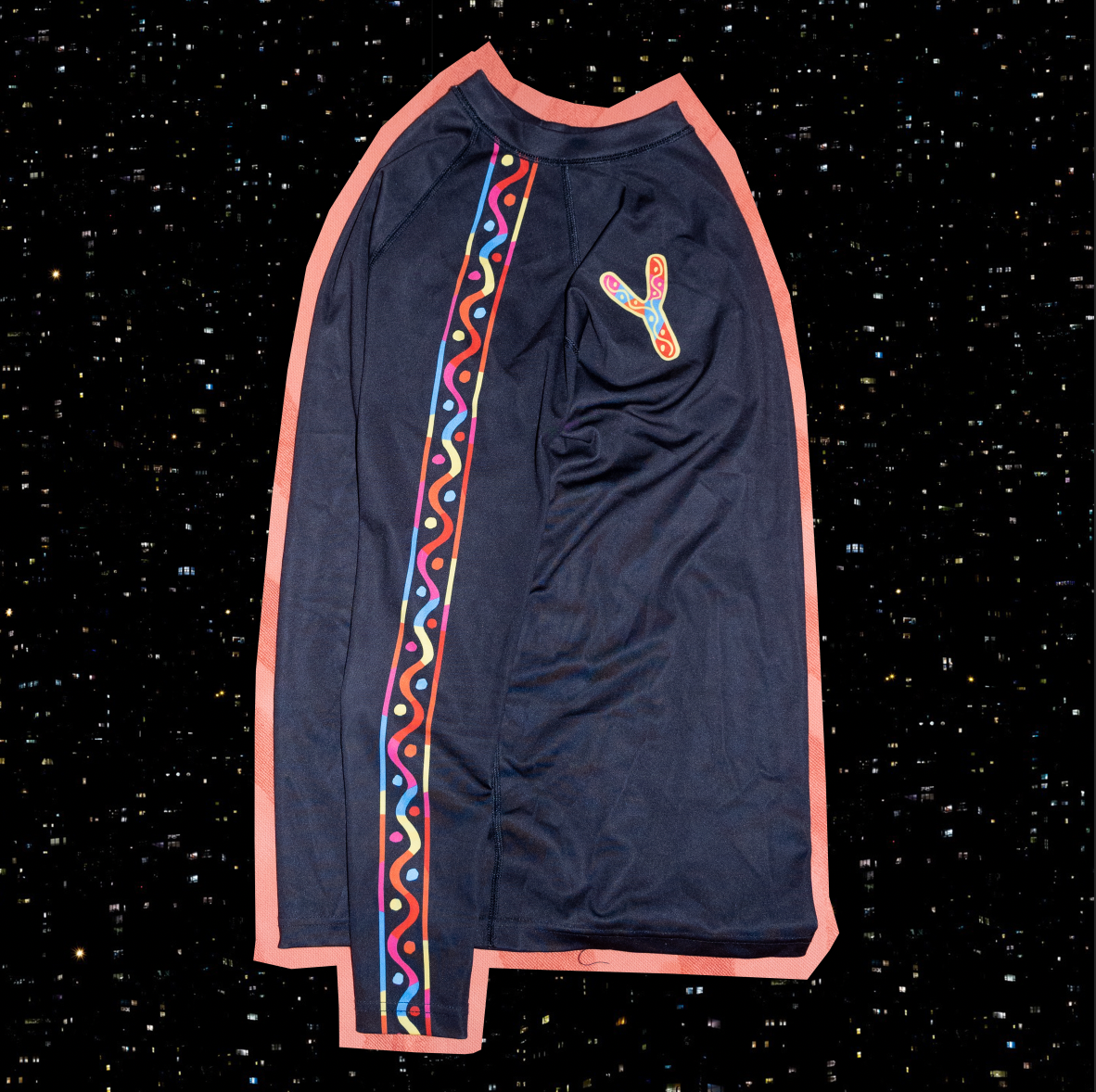 (SOLD OUT) Rash Guard-Classic-Black & Rainbow